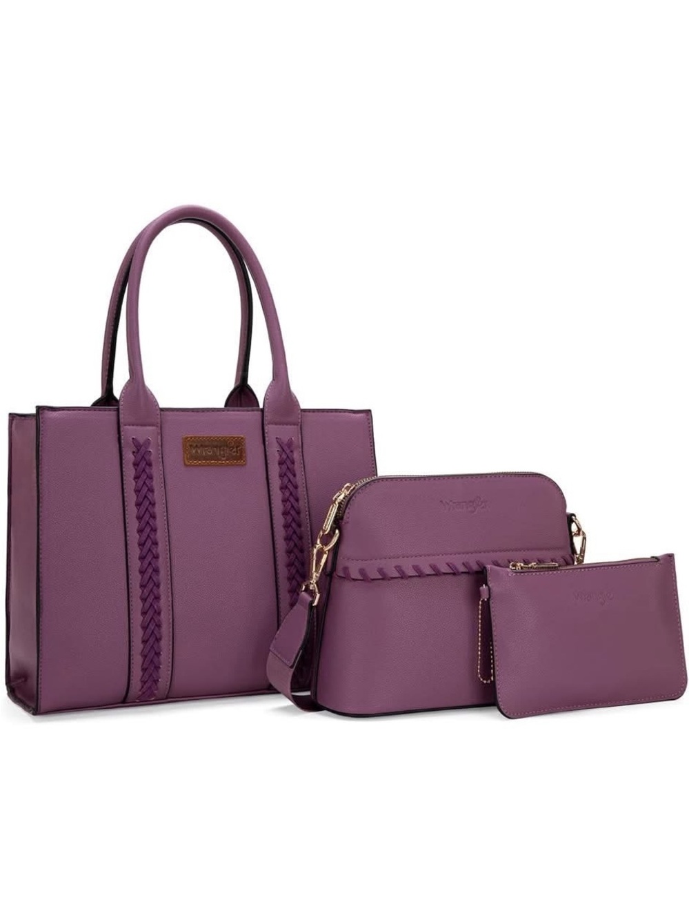 3-Piece Purple Women’s Tote, Crossbody & Wristlet Set